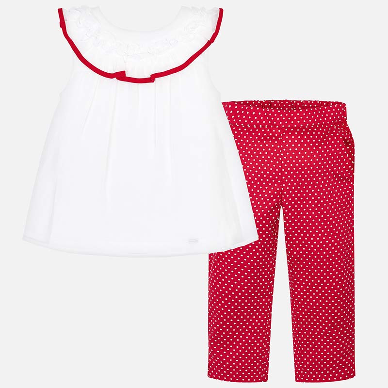 Conjunto camiseta y pantalón largo lunares niña