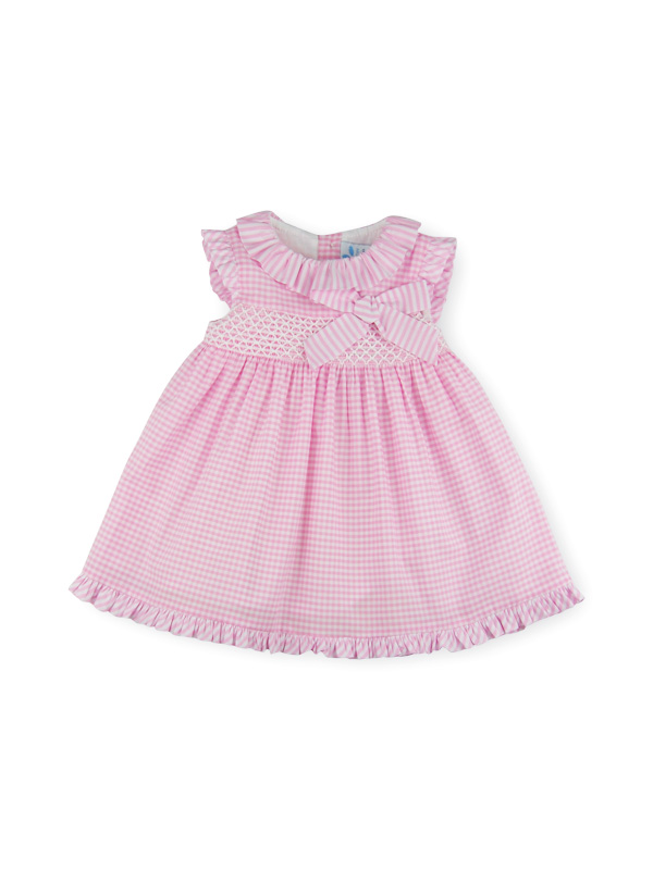 VESTIDO SMOCK CUADRITOS DE VICHY ROSA